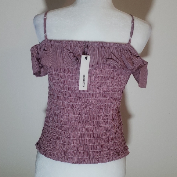 BB Dakota Smocked Ruffled Cotton Crop Top Size L - Picture 5 of 8